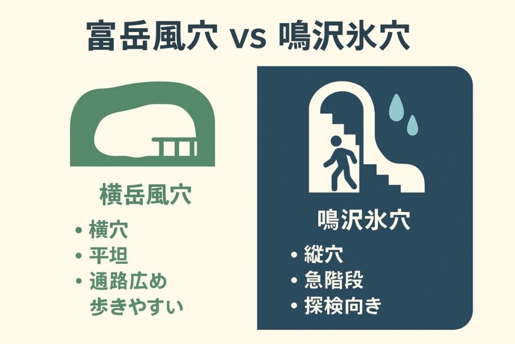 富岳風穴 vs 鳴沢氷穴