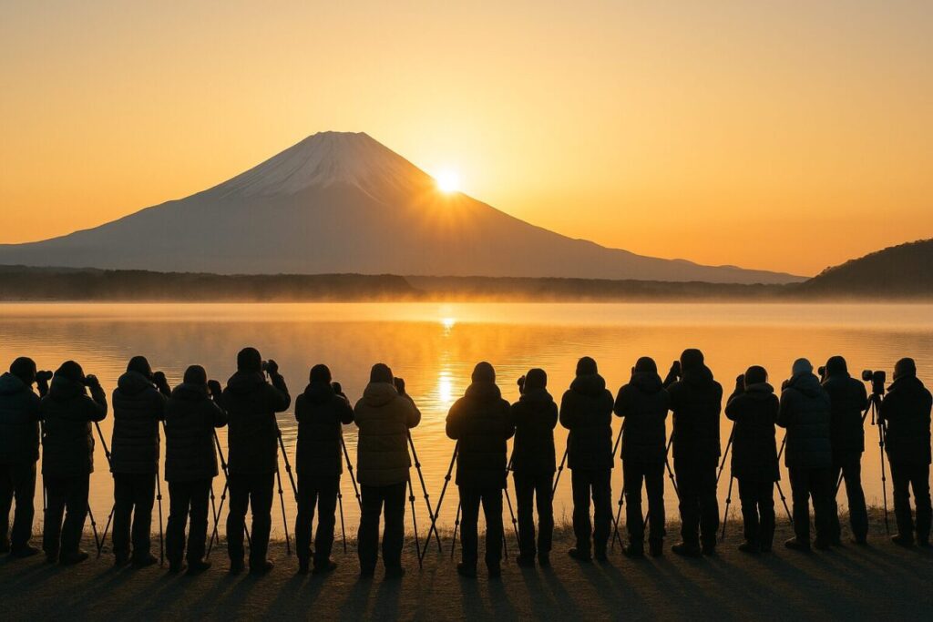 初日の出を待つカメラマン