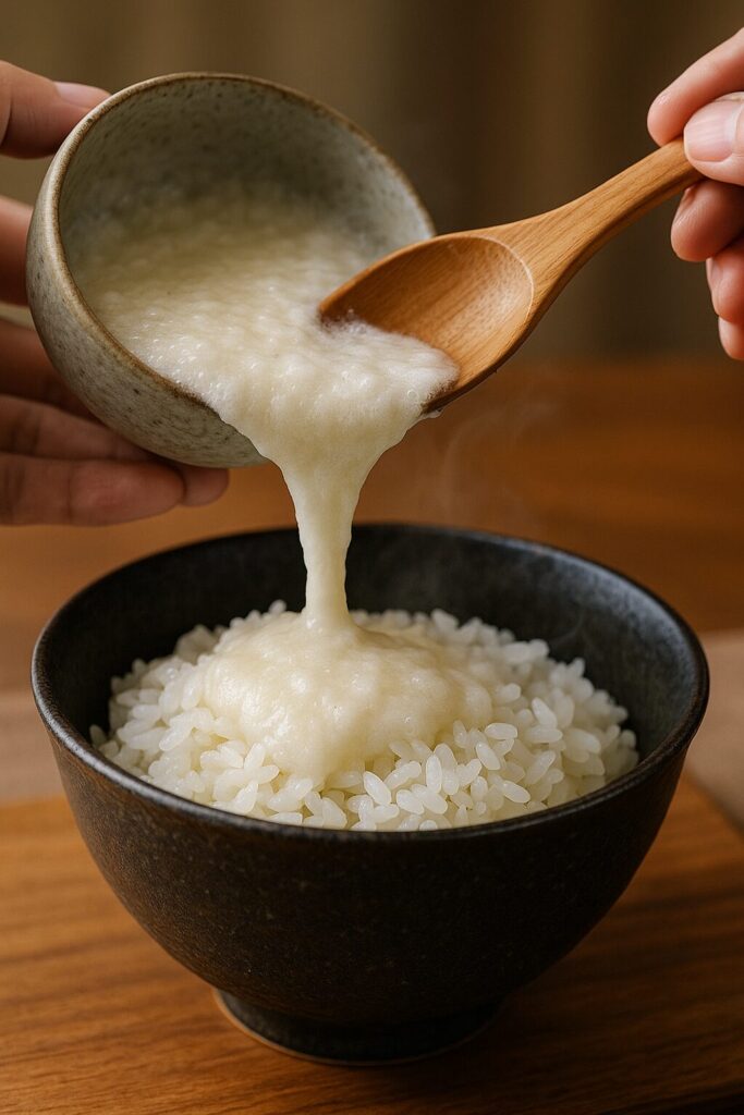 とろろをご飯にかける