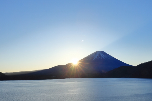 本栖湖からの初日の出