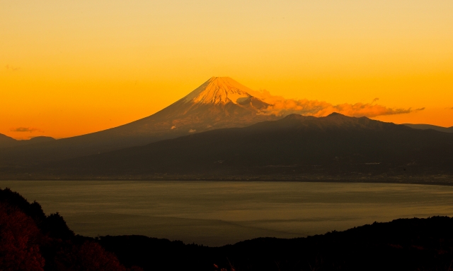 達磨山からの夕方の富士山