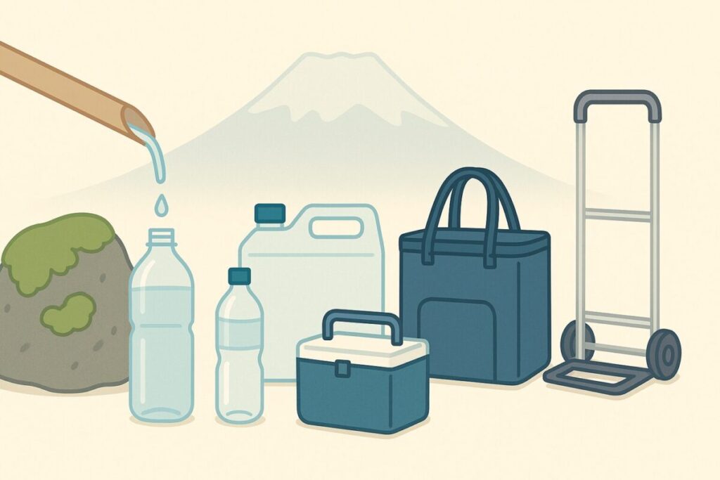 富士山の水汲み