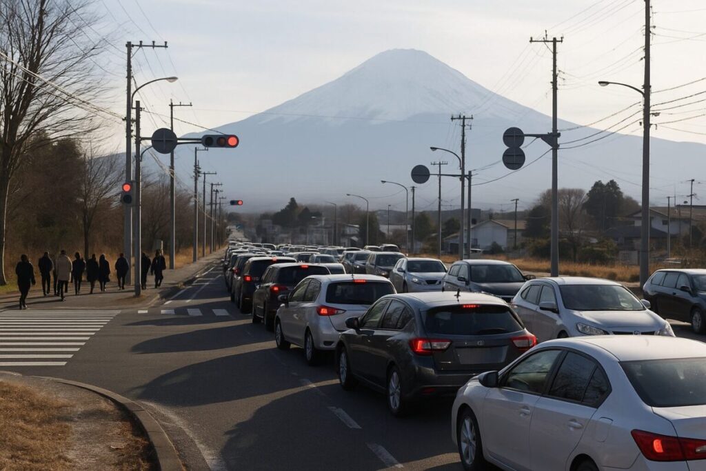 富士山周辺道路の正月の混雑
