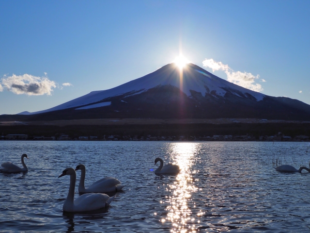 山中湖のダイヤモンド富士