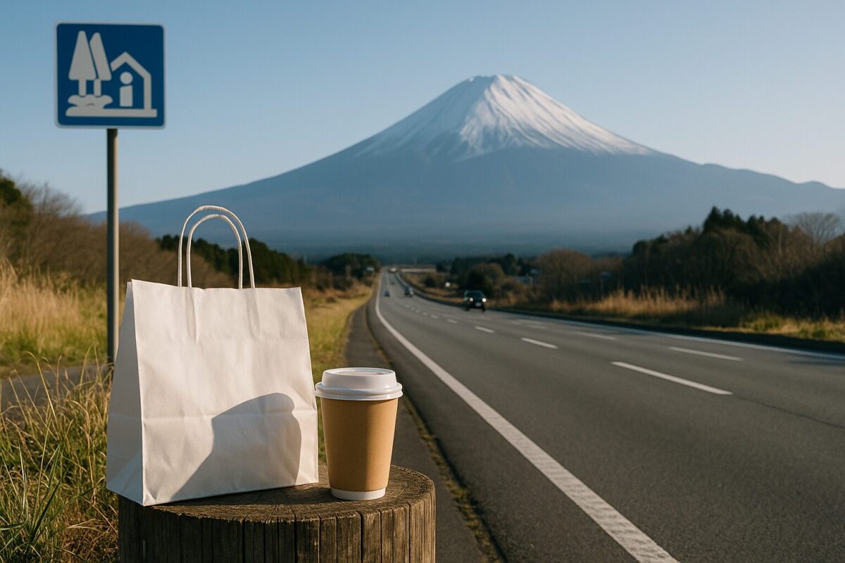 国道139号のドライブ風景と富士山