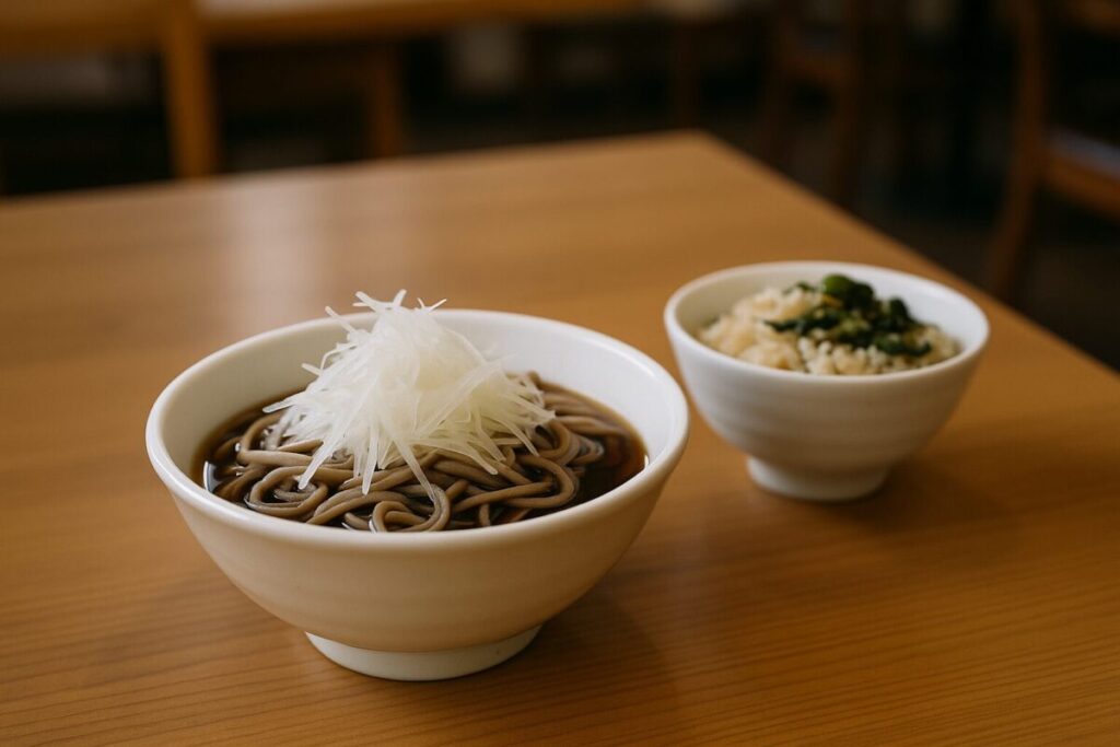 せんどそばと鳴沢菜混ぜご飯のセット(イメージ画像)