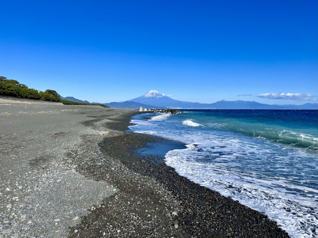 三保の松原、駿河湾と富士山