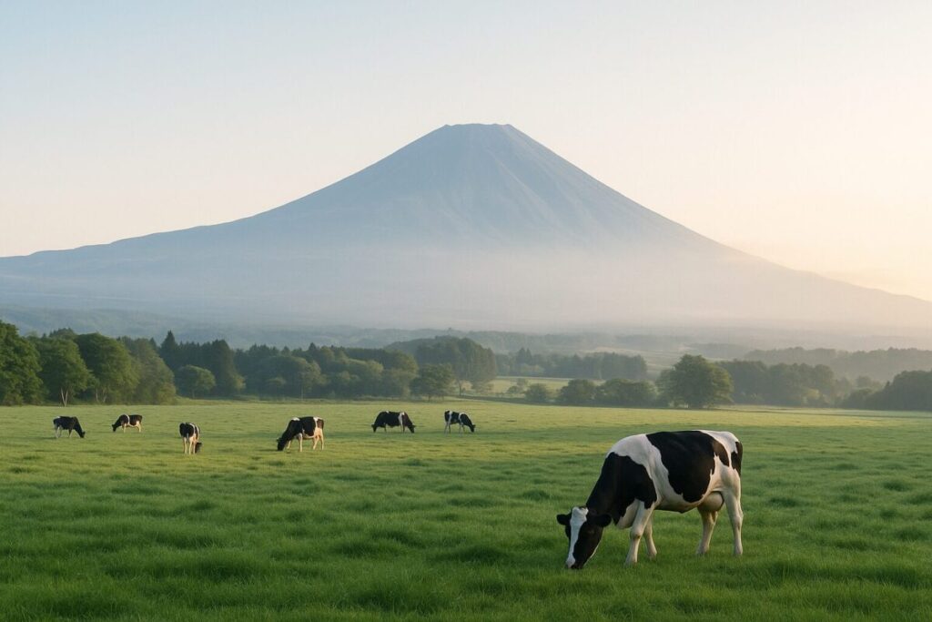 朝霧高原の酪農地帯