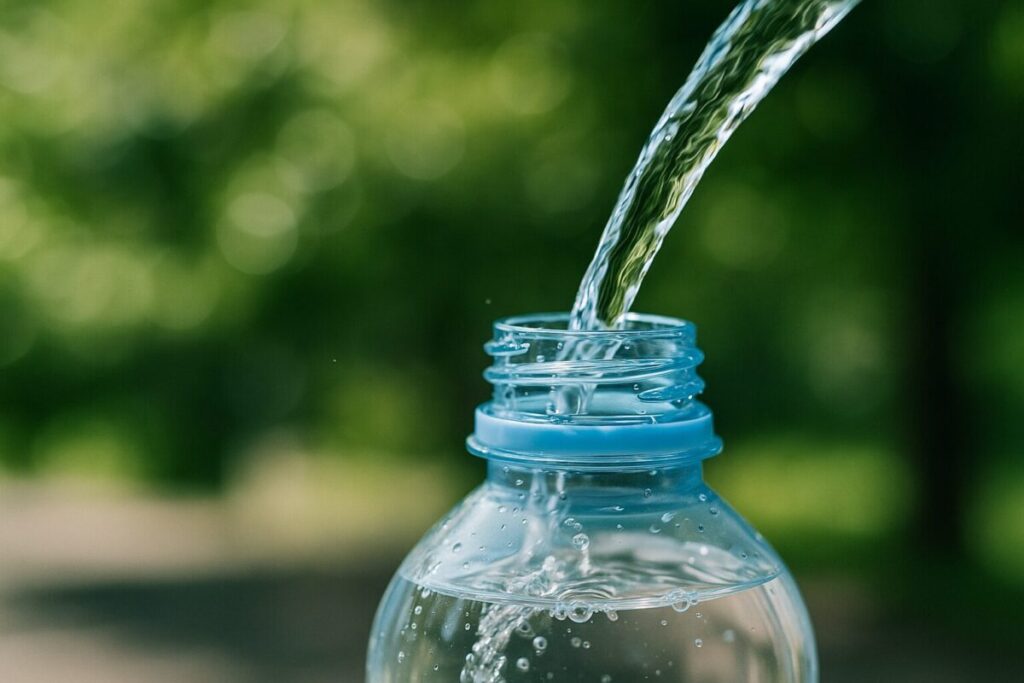 ペットボトルにそそぐ湧水