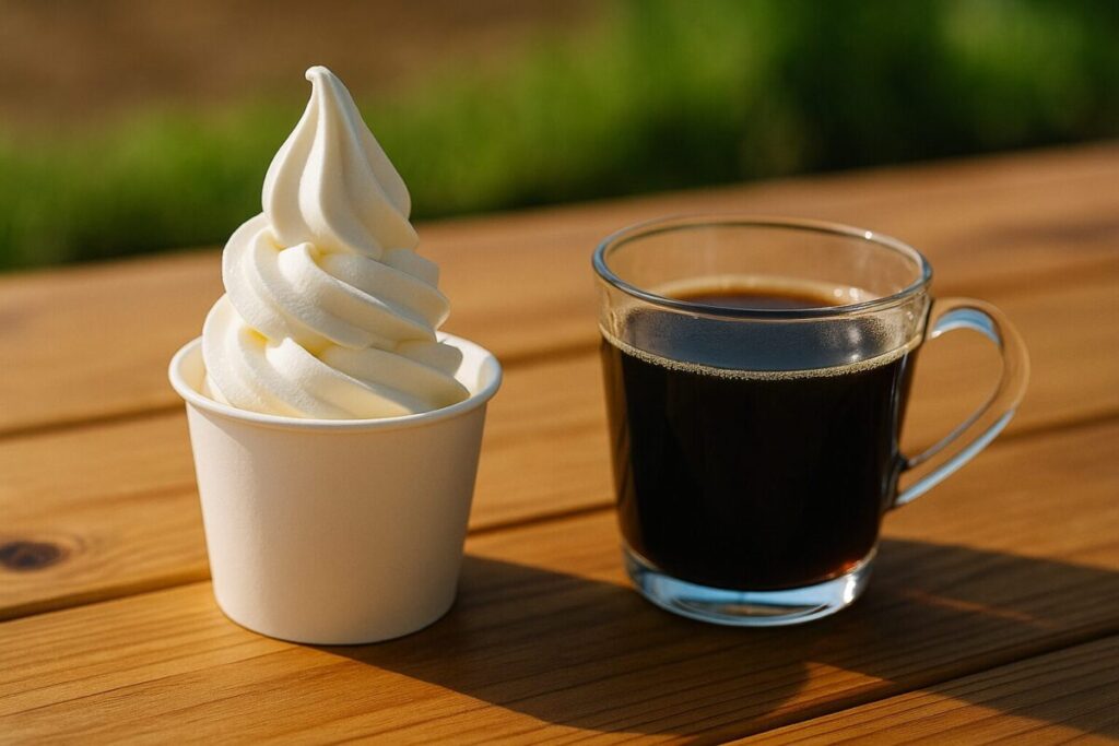 道の駅はくしゅうのソフトクリームとコーヒー(イメージ画像)