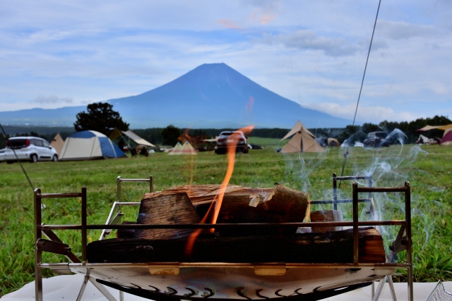富士山麓でのキャンプ
