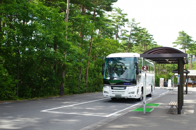 富士山五合目行きのバスとバス停