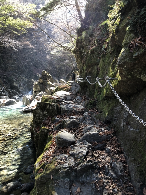 西沢渓谷の鎖場
