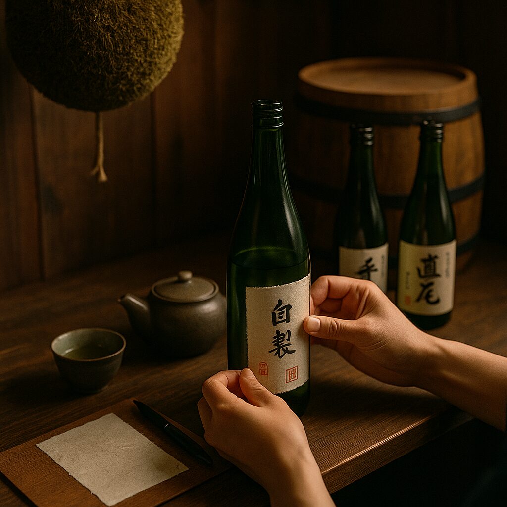 酒蔵でオリジナルラベル作り