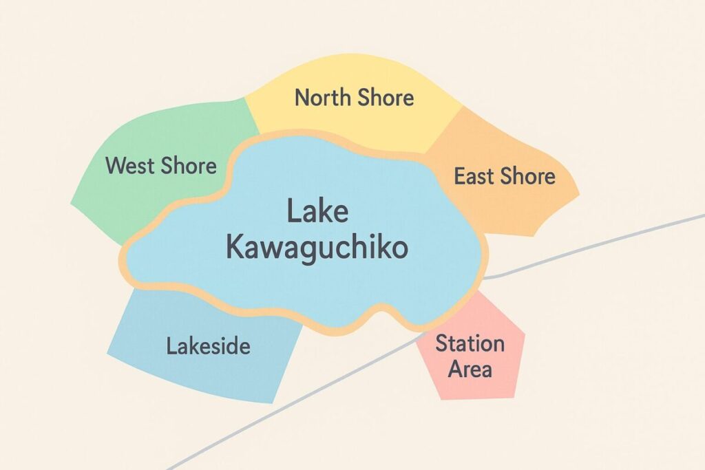 河口湖周辺の宿泊エリアマップ