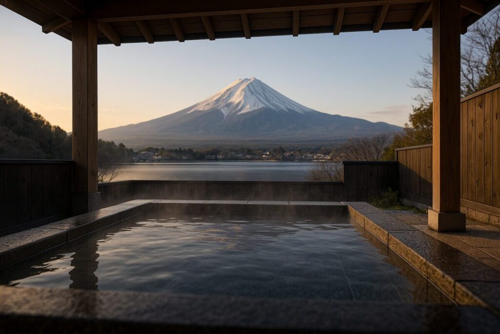 富士山を望む露天風呂（イメージ画像）