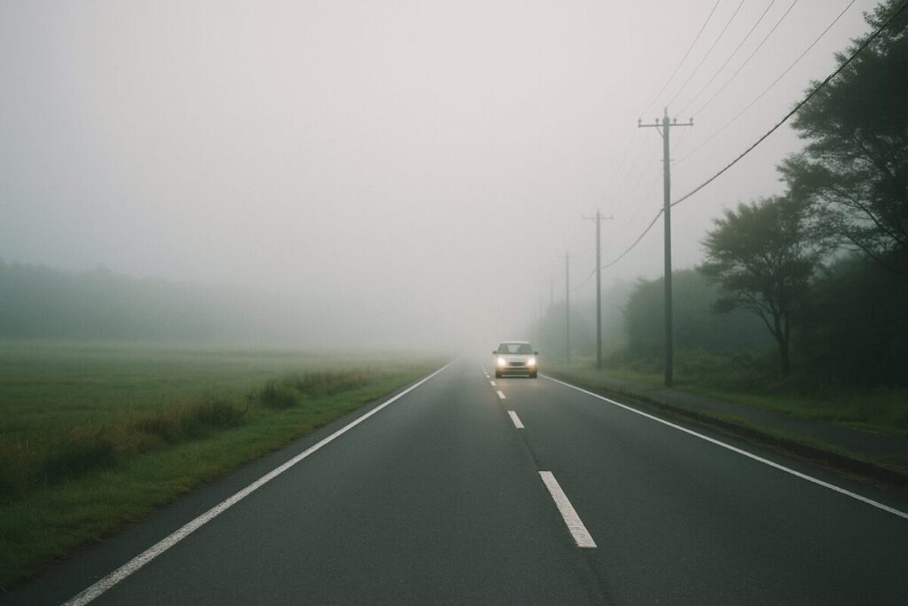 霧の高原道路(イメージ画像)