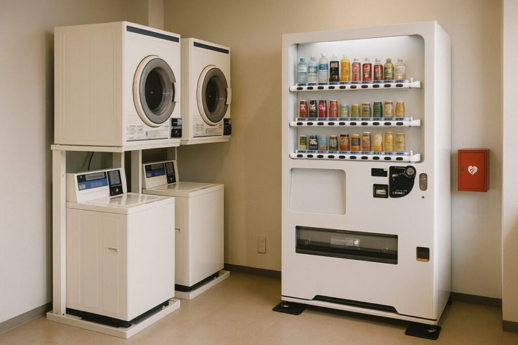 館内コインランドリーと自販機(イメージ画像)
