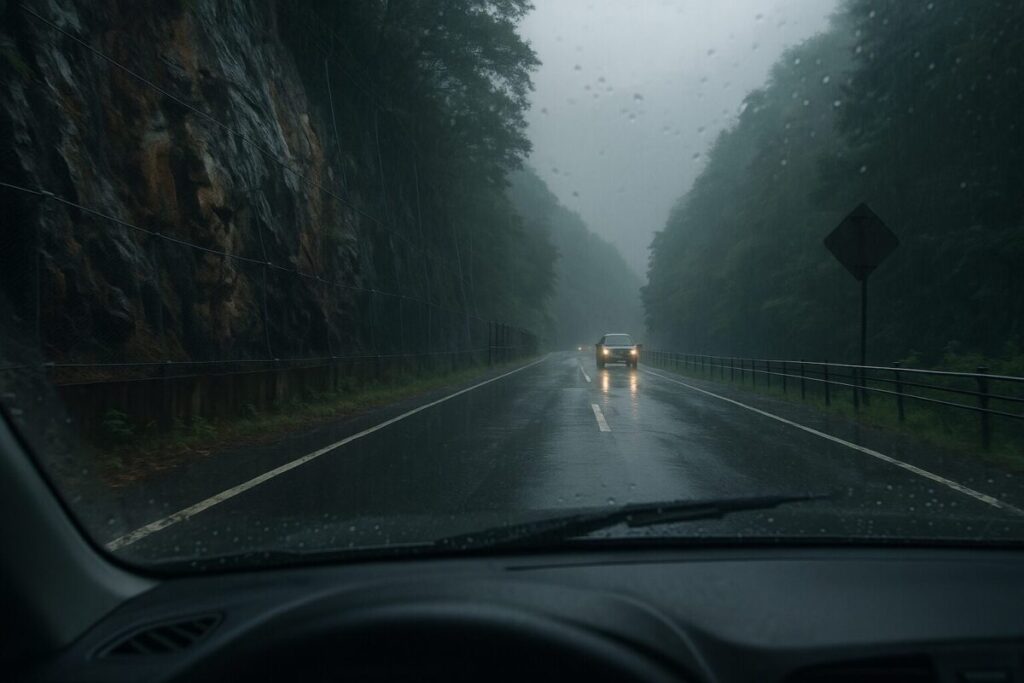 雨天時の国道52号(イメージ画像)