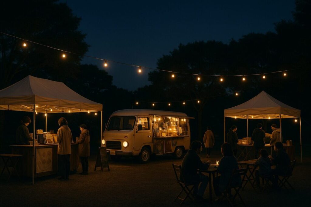 白糸夜市マルシェのキッチンカーと屋台（イメージ画像）